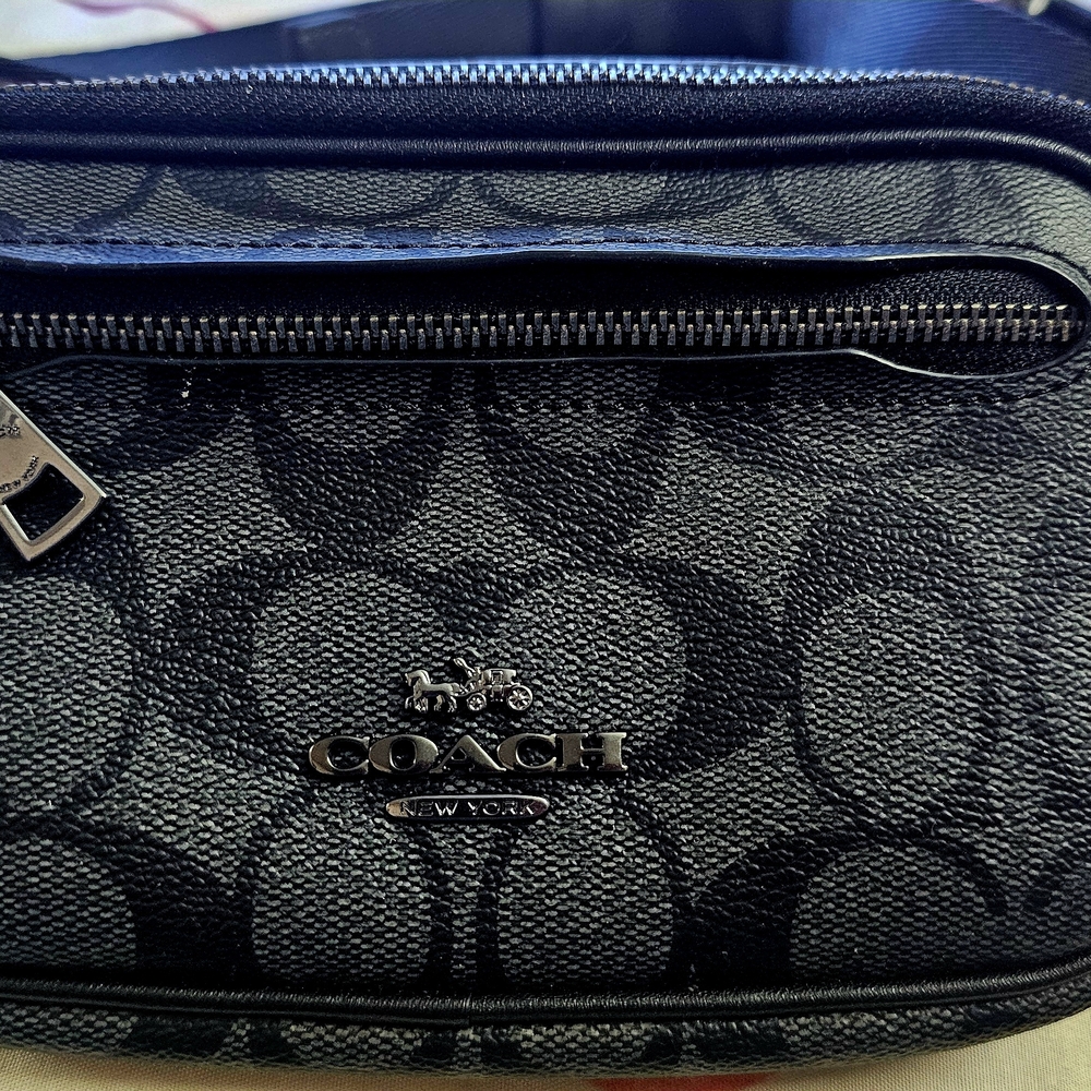 Coach Signature Black and Gray Belt Bag
